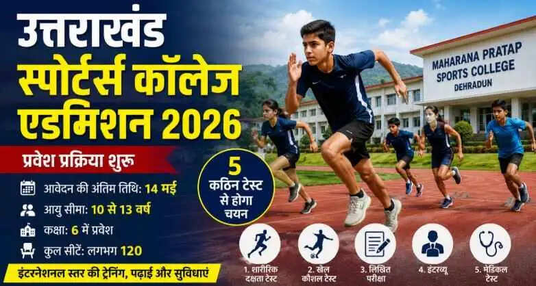 Uttarakhand स्पोर्ट्स कॉलेज एडमिशन 2026 शुरू: 120 सीटों के लिए कड़ी प्रतिस्पर्धा, 5 टेस्ट पास करने पर मिलेगा मौका