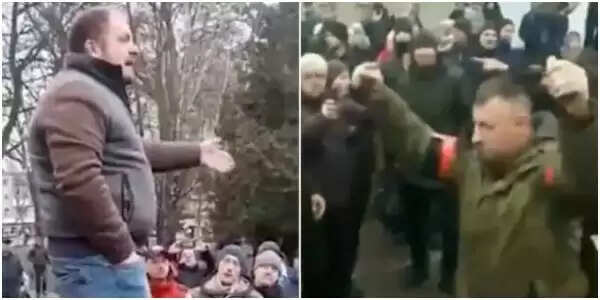 ग्रेनेड लेकर यूक्रेनी जनता के बीच पहुंचा रूसी सैनिक